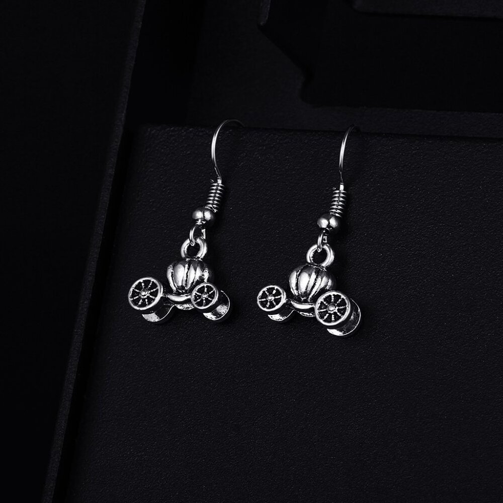 Trendy Vintage FatTonny Shape Dangle  Silver Plated Earrings for Woman, K723 - Picture 3 of 4